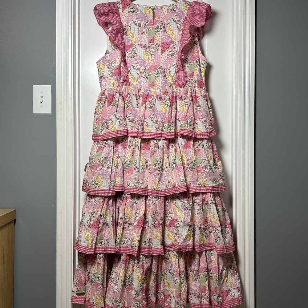 Simply Southern 100% Cotton Pink Mixed Floral Print Patchwork Hailey Maxi Dress - Picture 2 of 2